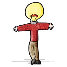 cartoon man with light bulb for head N2