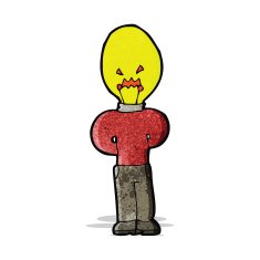 cartoon man with light bulb for head N3