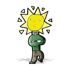 cartoon light bulb head man
