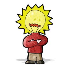 cartoon man with light bulb for head N4
