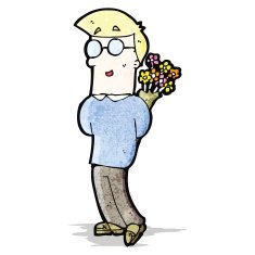 cartoon man with flowers N4