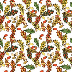 vector seamless pattern with leaves of oak