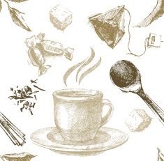hand drawn tea seamless