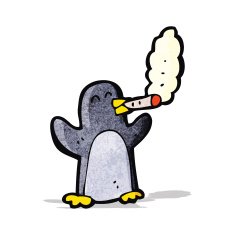 Cartoon Penguin Smoking N2