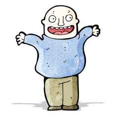 cartoon happy bald man