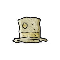 cartoon old battered top hat