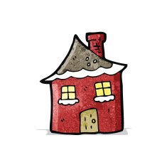 cartoon snowy cottage