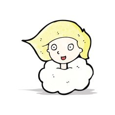 cartoon girl with head in clouds N2