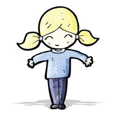 happy blond girl cartoon