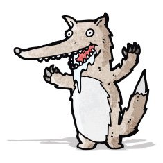 cartoon drooling wolf