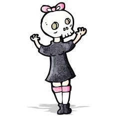 cartoon woman with skull mask