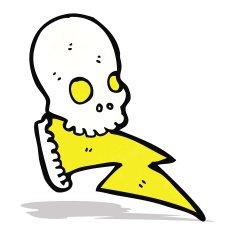 crazy lighting skull cartoon