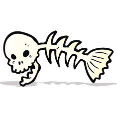 spooky skull fish bones cartoon