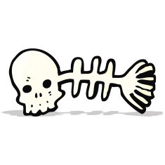 spooky skull fish bones cartoon N2