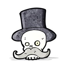 cartoon skull with mustache N3