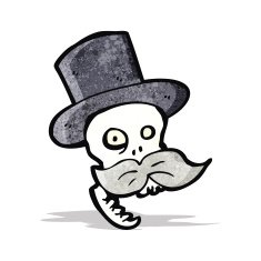 cartoon skull with mustache N5