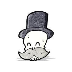 cartoon skull with mustache N6