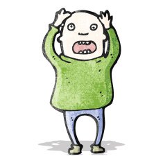 cartoon bald man stressing out