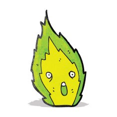 cartoon green flame N4