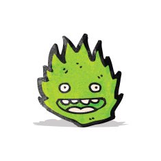 cartoon green flame spirit