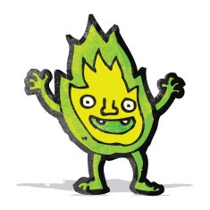 cartoon green flame spirit N4