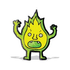 cartoon green flame spirit N5
