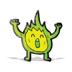 cartoon green flame spirit N6