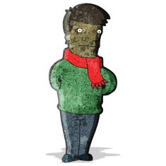 cartoon man wearing scarf