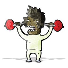 Cartoon Man Lifting Weights N9