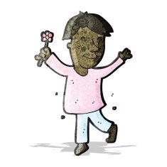 cartoon effeminate man with flower