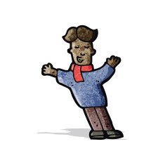 cartoon man in wind