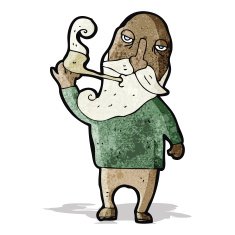 cartoon old man smoking pipe