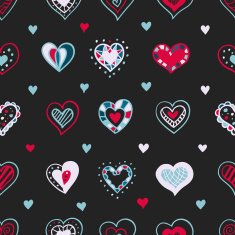 Vector bright hand drawn doodle hearts St Valentine Day seamless N2
