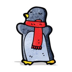 cartoon penguin in scarf