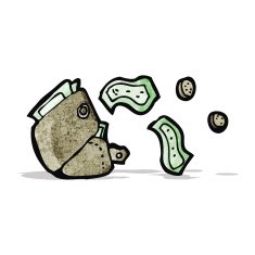 cartoon wallet spilling money