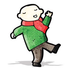 cartoon man in scarf dancing