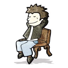 cartoon man relaxing on bench