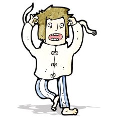 cartoon crazy man in straight jacket