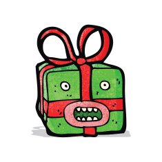 cartoon christmas present monster