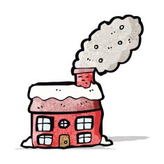 cartoon cottage with smoking chimney N2