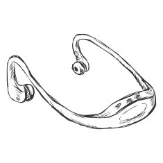 Vector Sketch Single Headphones Mp3-player