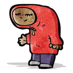 cartoon teenager in hooded sweatshirt