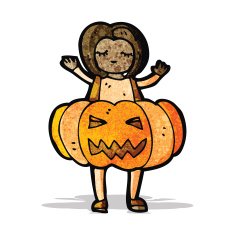 cartoon woman in pumpkin costume