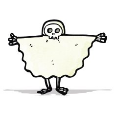 cartoon person in ghost costume