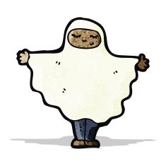 cartoon person in ghost costume N3