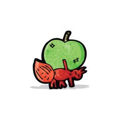 ant carrying apple cartoon