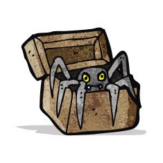 spooky monster in box cartoon N2