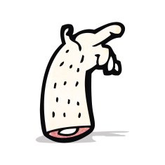 cartoon pointing severed arm