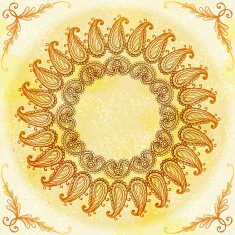 Hand drawn circular beige ornament N3