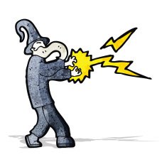 Cartoon Wizard Casting Spell N3